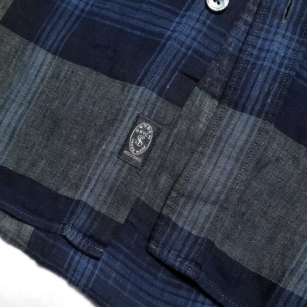 TODD SNYDER Men's Large Made in Portugal 100% Linen Plaid Button Up Shirt - Picture 7 of 11